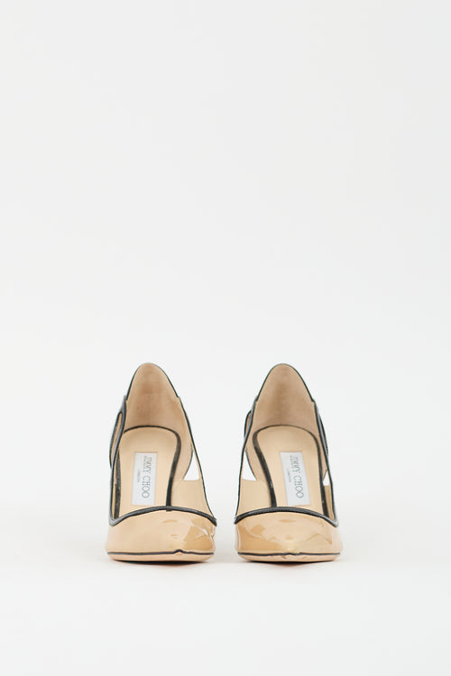 Jimmy Choo Beige 
Black Patent Leather Pump