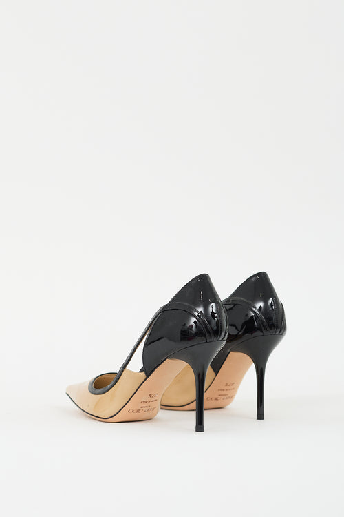 Jimmy Choo Beige 
Black Patent Leather Pump