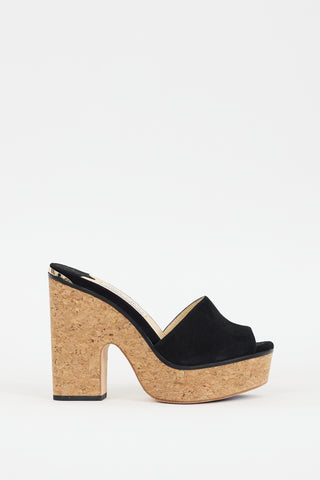 Jimmy Choo Black 
Brown Suede Deedee Platform Heel