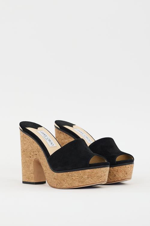 Jimmy Choo Black 
Brown Suede Deedee Platform Heel