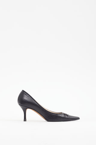 Jimmy Choo Black Embossed Leather Latticed Pump