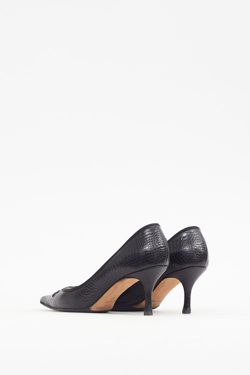 Jimmy Choo Black Embossed Leather Latticed Pump