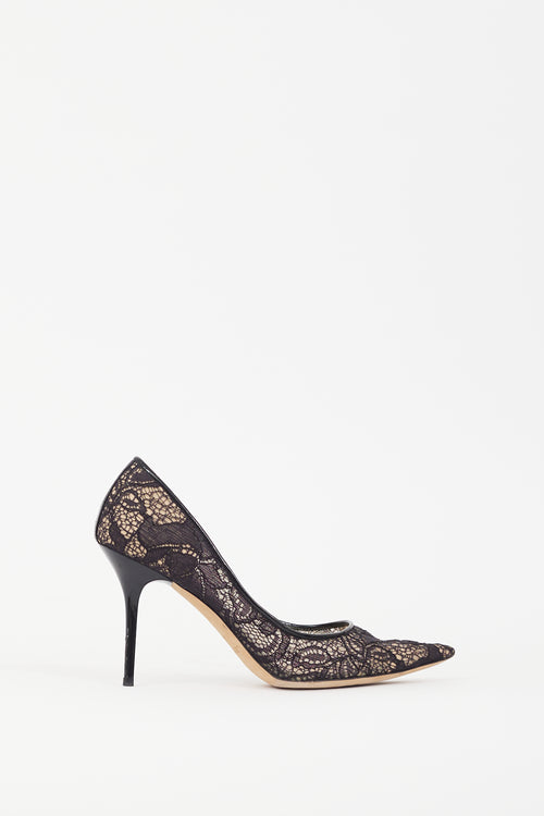 Jimmy Choo Black 
Beige Lace Love Pump