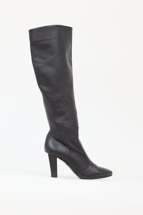 Jimmy Choo Black Leather Knee High Boot