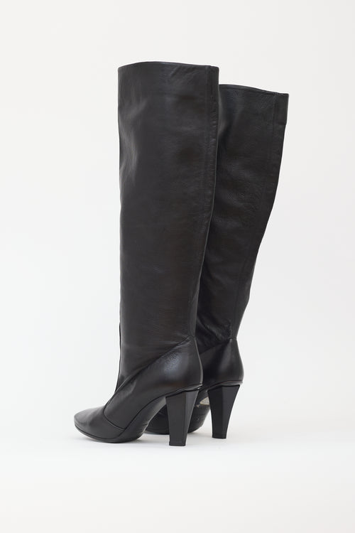 Jimmy Choo Black Leather Knee High Boot