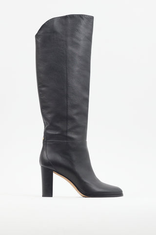 Jimmy Choo Black Leather Knee High Boot