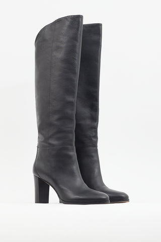 Jimmy Choo Black Leather Knee High Boot