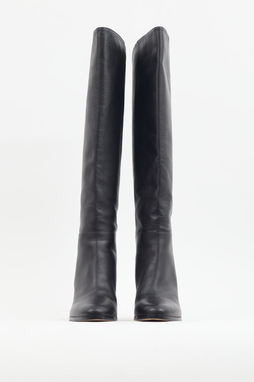 Jimmy Choo Black Leather Knee High Boot