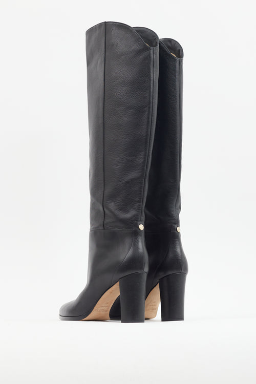 Jimmy Choo Black Leather Knee High Boot