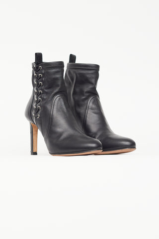 Jimmy Choo Black Leather Lace Pump Boot