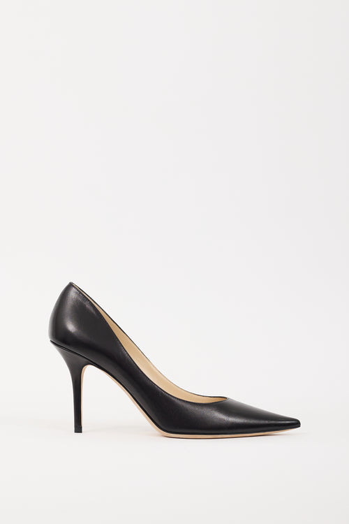 Jimmy Choo Black Leather Romy 85 Heel