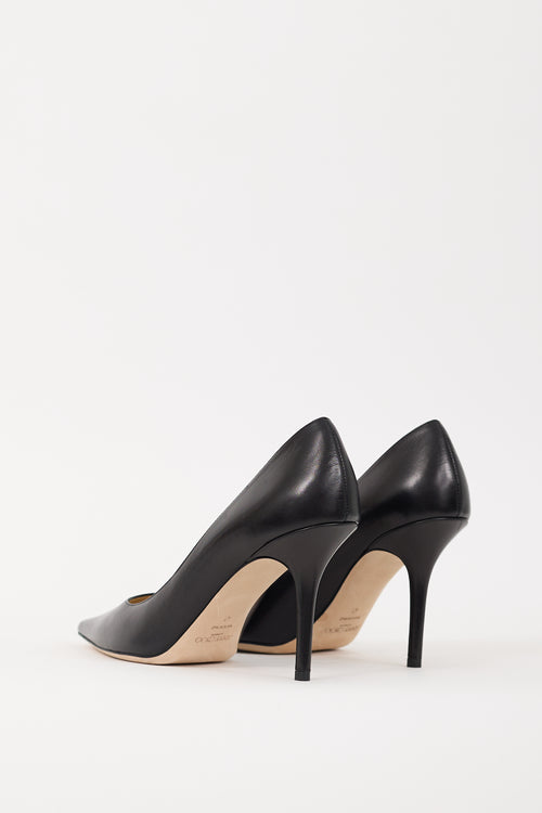 Jimmy Choo Black Leather Romy 85 Heel