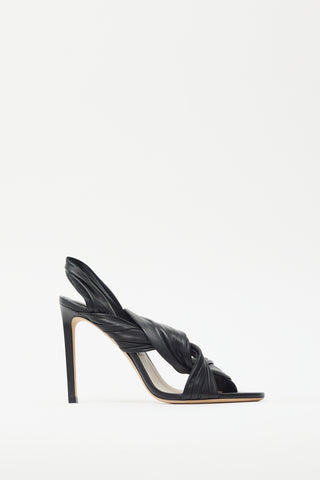 Jimmy Choo Black Leather Twist Strap Heel