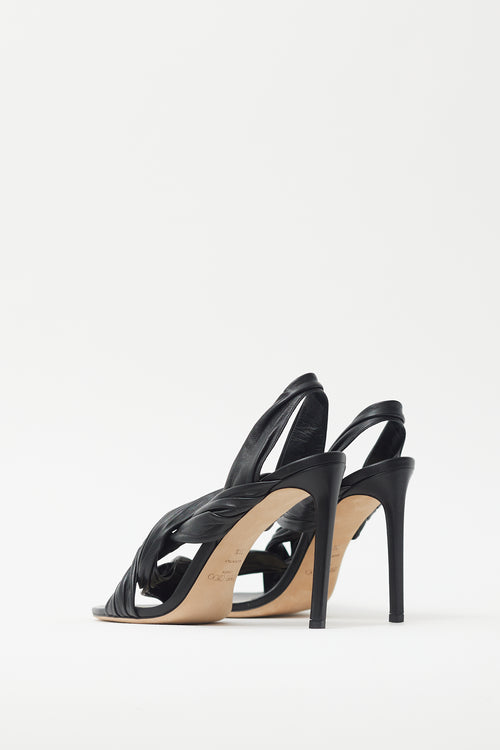 Jimmy Choo Black Leather Twist Strap Heel