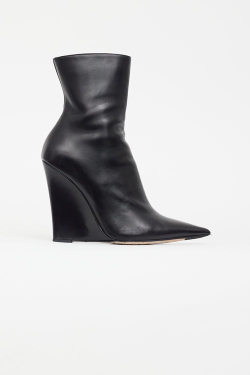 Jimmy Choo Black Leather Wedge Ankle Boot