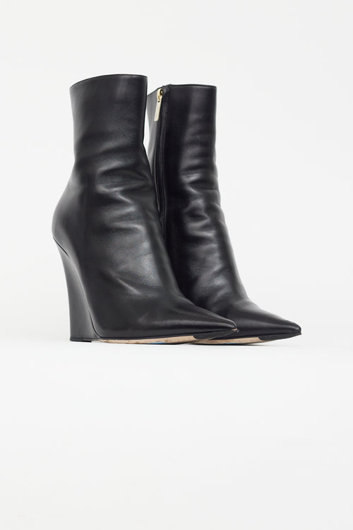 Jimmy Choo Black Leather Wedge Ankle Boot