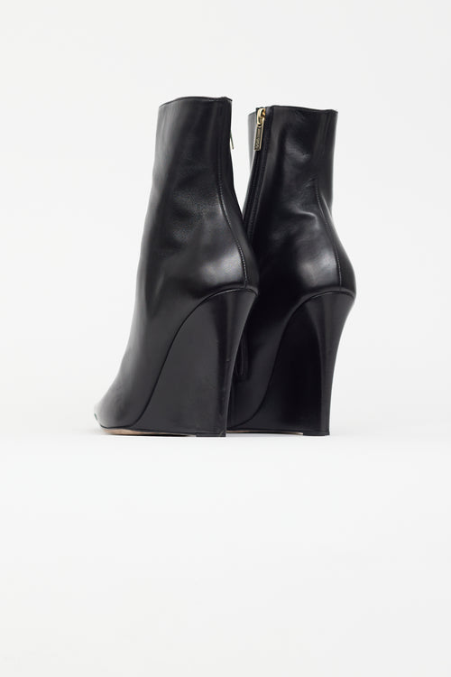 Jimmy Choo Black Leather Wedge Ankle Boot