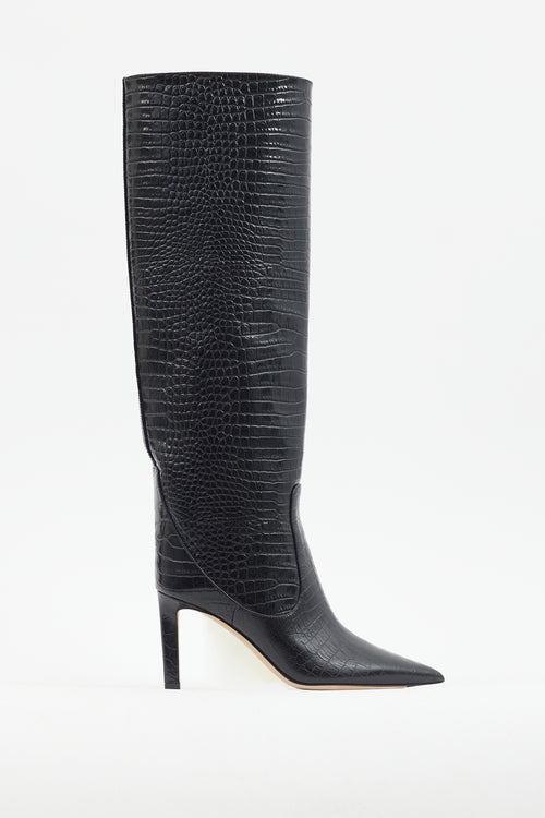 Jimmy Choo Black Mavis Embossed Knee Boot