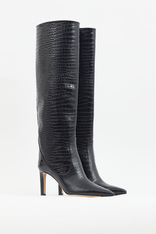 Jimmy Choo Black Mavis Embossed Knee Boot