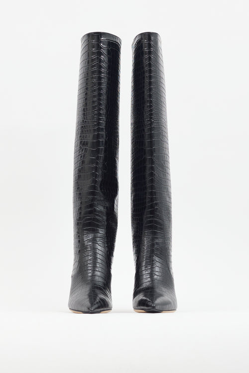 Jimmy Choo Black Mavis Embossed Knee Boot