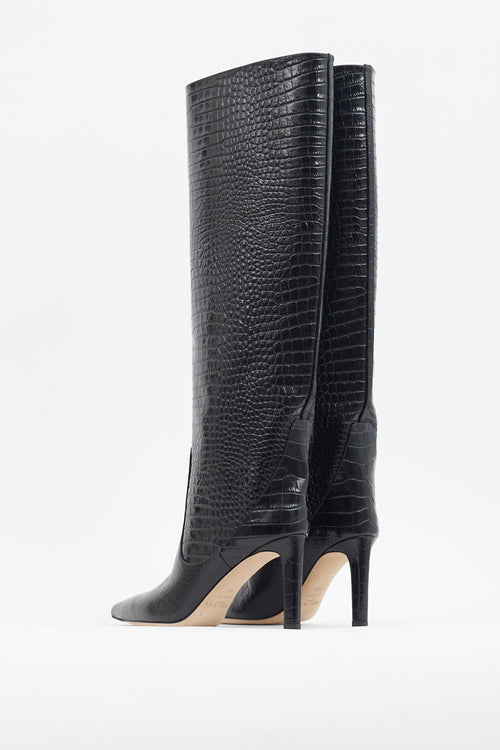 Jimmy Choo Black Mavis Embossed Knee Boot