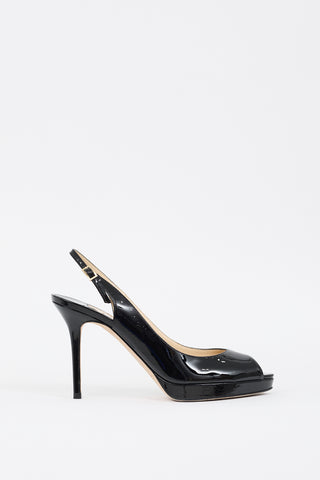 Jimmy Choo Black Patent Leather Slingback Heel