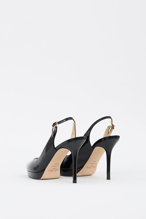 Jimmy Choo Black Patent Leather Slingback Heel