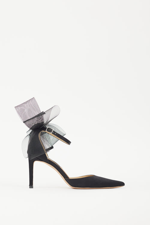 Jimmy Choo Black Satin Averly 100 Bow Heel