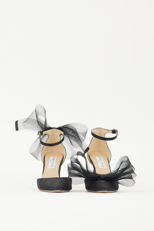 Jimmy Choo Black Satin Averly 100 Bow Heel