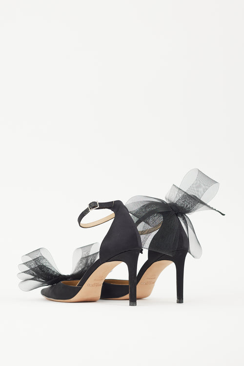 Jimmy Choo Black Satin Averly 100 Bow Heel