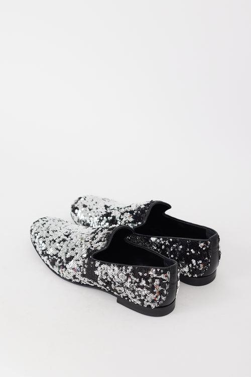 Jimmy Choo Black 
Silver Sequin Sloane Loafer