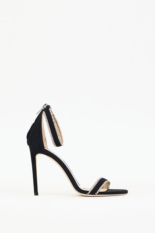 Jimmy Choo Black Suede Dochas 100 Embellished Heel