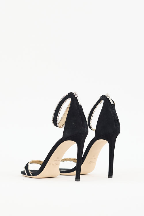 Jimmy Choo Black Suede Dochas 100 Embellished Heel