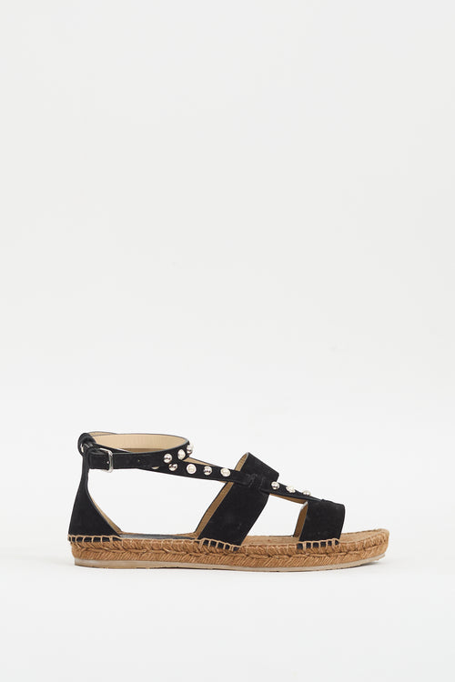 Jimmy Choo Black Suede Denise Embellished Espadrille Sandal