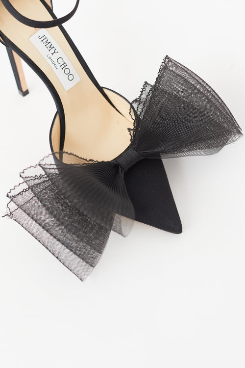 Jimmy Choo Black Averly 100 Bow Pump