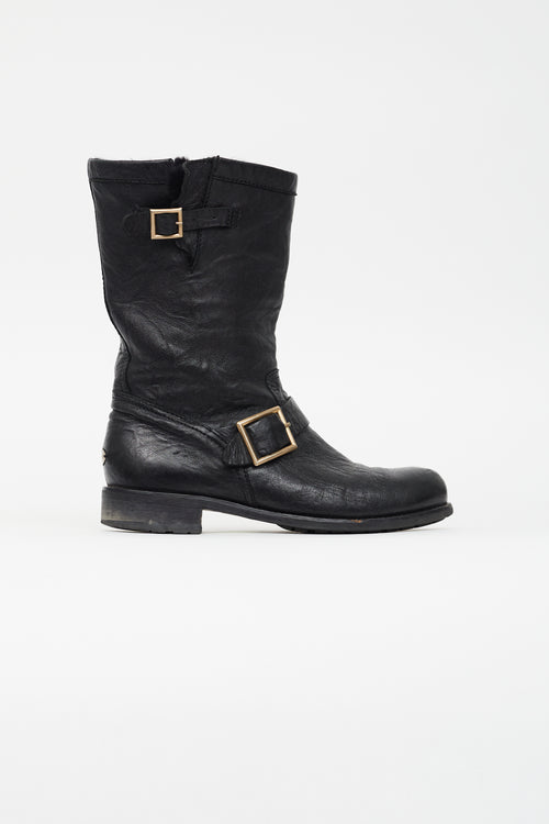 Jimmy Choo Black Leather Biker II Boot