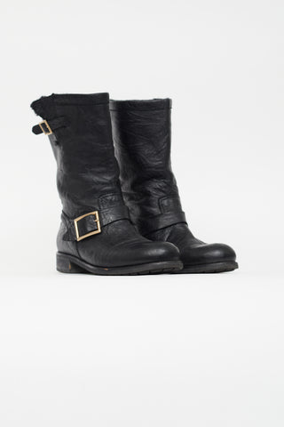 Jimmy Choo Black Leather Biker II Boot