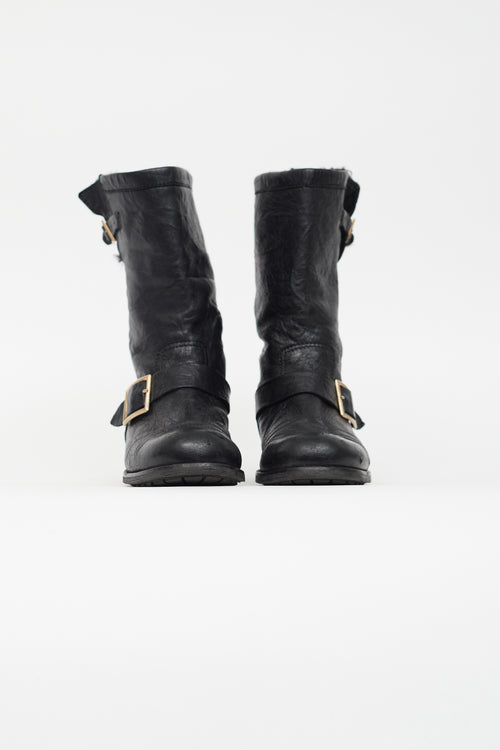 Jimmy Choo Black Leather Biker II Boot