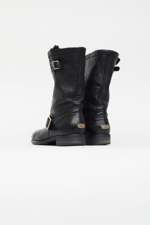 Jimmy Choo Black Leather Biker II Boot