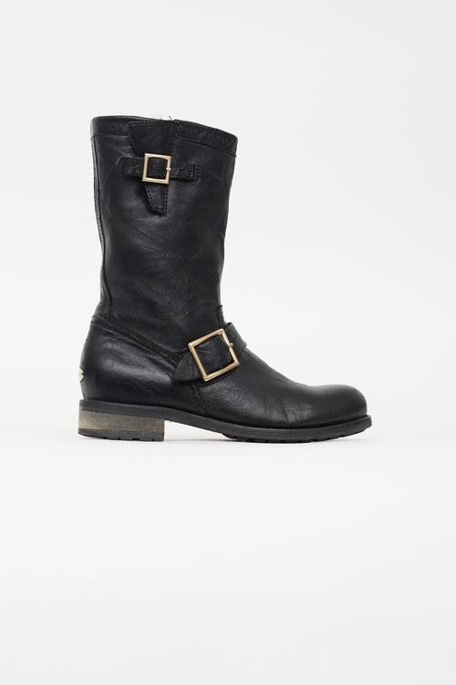 Jimmy Choo Black Leather Biker II Boot