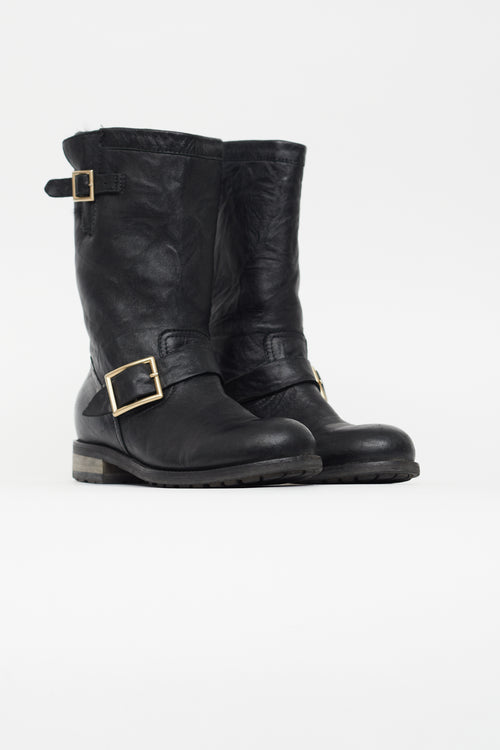 Jimmy Choo Black Leather Biker II Boot