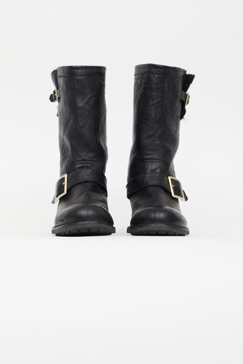 Jimmy Choo Black Leather Biker II Boot