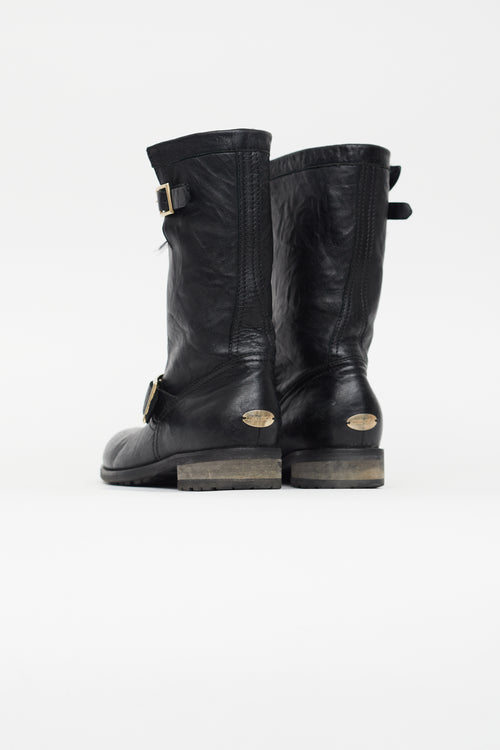 Jimmy Choo Black Leather Biker II Boot