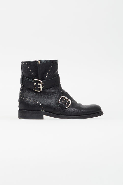 Jimmy Choo Black Leather Blyss Biker Ankle Boot