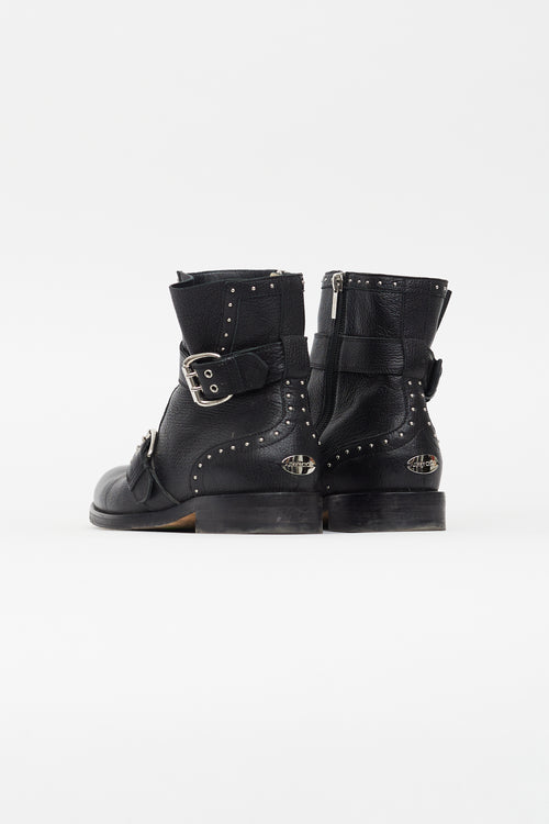 Jimmy Choo Black Leather Blyss Biker Ankle Boot