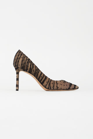 Jimmy Choo Beige 
Black Romy Tulle Pump