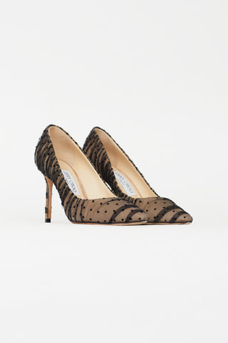 Jimmy Choo Beige 
Black Romy Tulle Pump