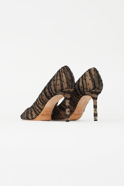 Jimmy Choo Beige 
Black Romy Tulle Pump