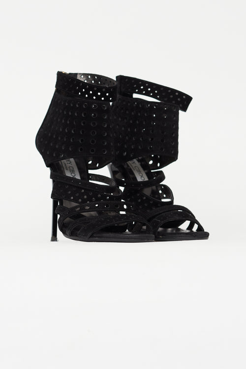 Jimmy Choo Black Suede Malika Strappy Sandal