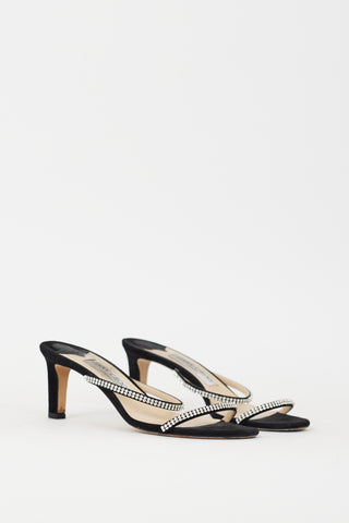 Jimmy Choo Black 
Silver Crystal Bea 65 Heel